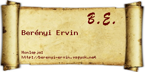 Berényi Ervin névjegykártya