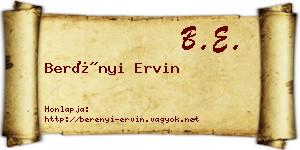 Berényi Ervin névjegykártya